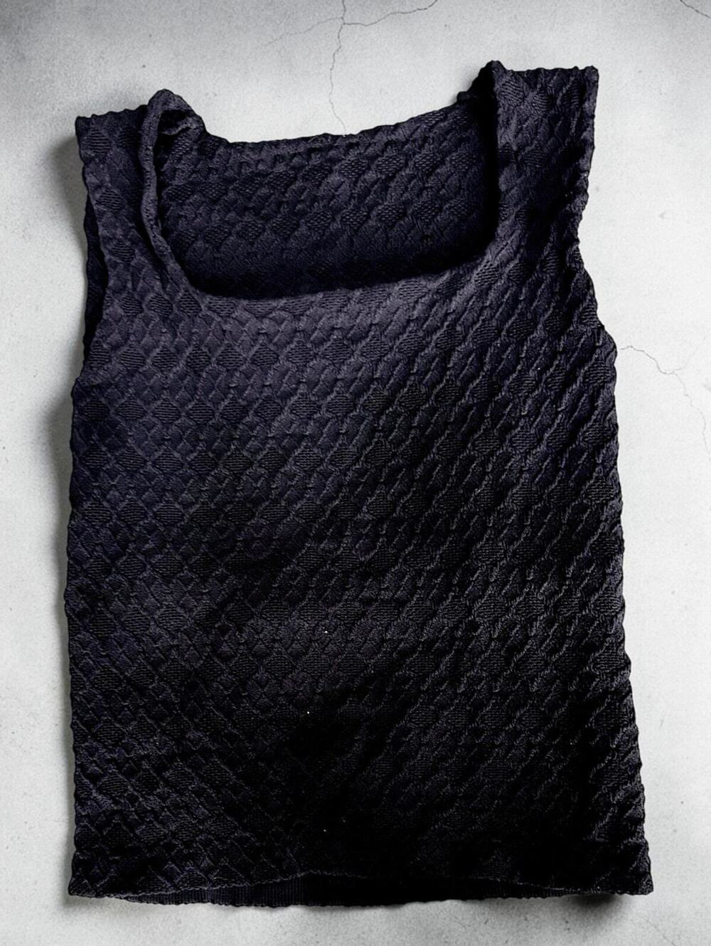 Black Textured Square Neck Tank Top Built In Shelf Bra Free People Style Small